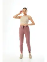 Beli Lastikli Fitilli Cepli Kadın Eşofman Altı Vogsing 387 Gül Kurusu