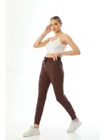 Cepli Fitilli Yüksek Bel Kadın Eşofman Altı Vogsing 387 Kahve detay görünüm