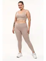 Bej Büyük Beden Fitilli Dalgıç Yüksek Bel Bayan Tayt Vogsing 393 Bej