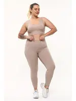 Bej Büyük Beden Fitilli Dalgıç Yüksek Bel Bayan Tayt Vogsing 393 Bej detay görünüm