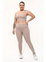 Bej Büyük Beden Fitilli Dalgıç Yüksek Bel Bayan Tayt Vogsing 393 Bej görsel 4