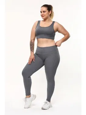 Vogsing Dalgıç Fitilli Büyük Beden Yüksek Bel Kadın Tayt Vogsing 393