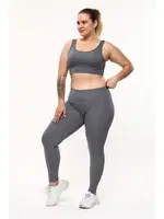 Dalgıç Fitilli Büyük Beden Yüksek Bel Kadın Tayt Vogsing 393 Füme