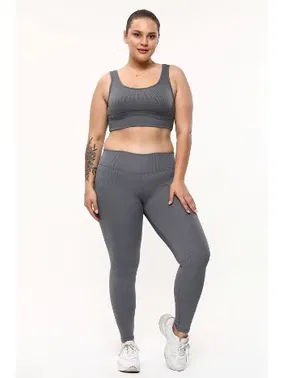 Vogsing Dalgıç Fitilli Büyük Beden Yüksek Bel Kadın Tayt Vogsing 393 - Alternatif Görünüm