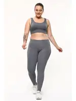 Dalgıç Fitilli Büyük Beden Yüksek Bel Kadın Tayt Vogsing 393 Füme görsel 4