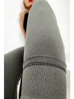 Şardonlu Fitilli Dalgıç Yüksek Bel Bayan Tayt Vogsing 395 Füme detay görünüm