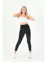 Fransız Kadife Yüksek Bel Bayan Tayt Vogsing 478 Siyah