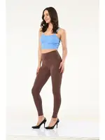 Yüksek Belli Dalgıç Uzun Kadın Tayt Vogsing 706 Kahve