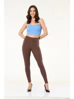 Yüksek Belli Dalgıç Uzun Kadın Tayt Vogsing 706 Kahve görsel 4
