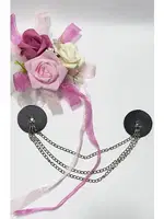 Göğüs Ucu Kapatıcı Zincirli Fantezi Harness Deri Vonda Wear 85011 Siyah görsel 4