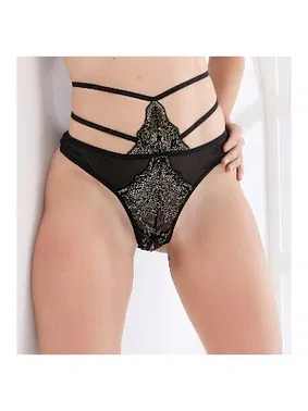 Moonlight Yüksek Bel Dantelli İpli Fantazi kadın String Moonlight 9350