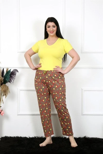 Beli Lastikli Pamuklu Büyük Beden Kadın Alt Pijama Akbeniz 27470
