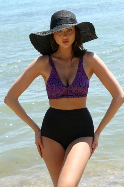 Kalın Askılı Kadın Toparlayıcı Mor Bikini Akbeniz 35007