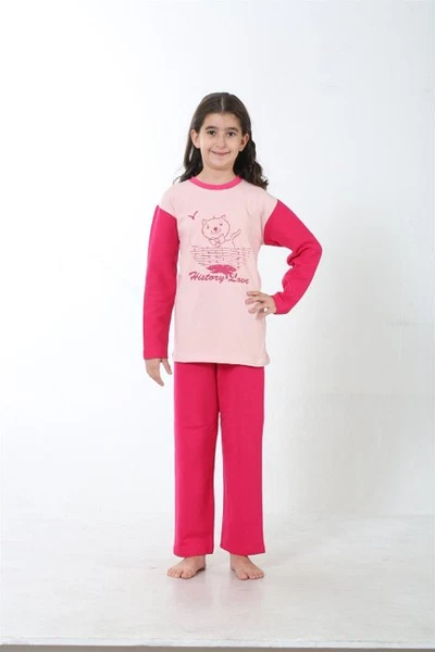 Kız Çocuk Penye Pijama Takım Akbeniz 4503