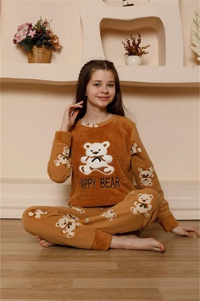 Ayıcıklı Kız Çocuk WelSoft Polar Pijama Takımı Akbeniz 20522