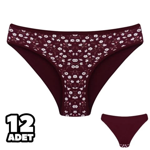 Çiçek Desenli Bayan Bikini Külot 12Li Dondeza 101-133
