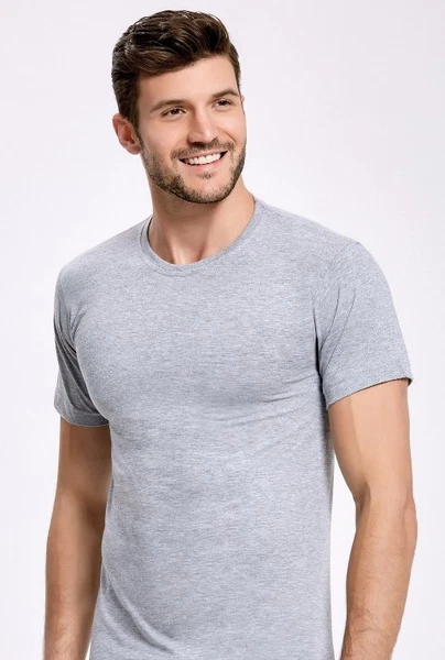 Gri Bisiklet Yaka Fanila %100 Pamuk İlke 1122