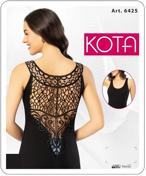 Sırtı Güpürlü Kalın Askılı Kadın Atlet Kota 6425