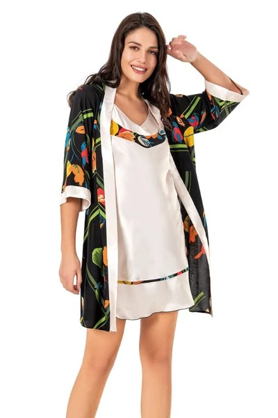 Empirme Fakir Kol Saten Kısa Sabahlık Gecelik Takım Moongirl 065