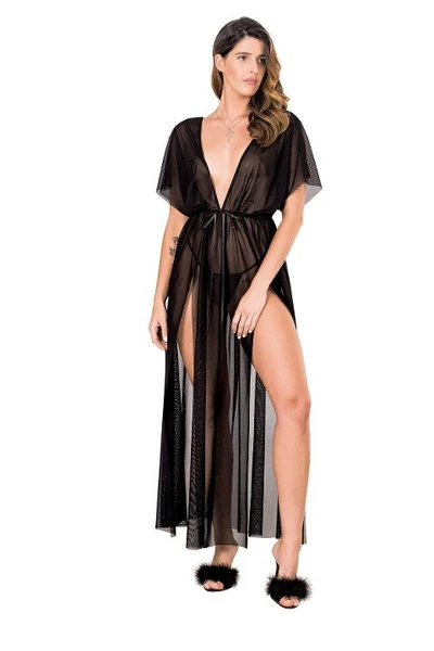 Yırtmaçlı Uzun Transparan Tül Gecelik Moongirl 257