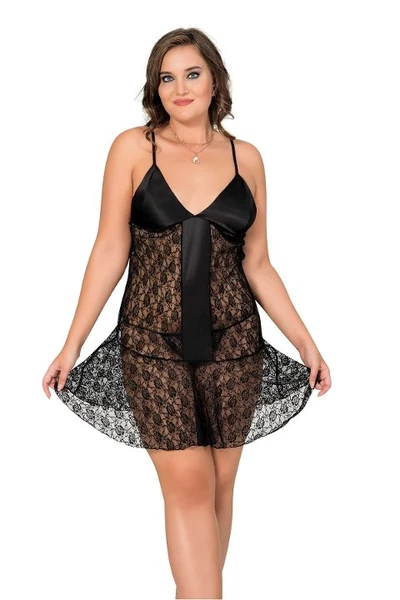 Göğsü Saten Büyük Beden Fantazi Gecelik Moongirl MNL10042