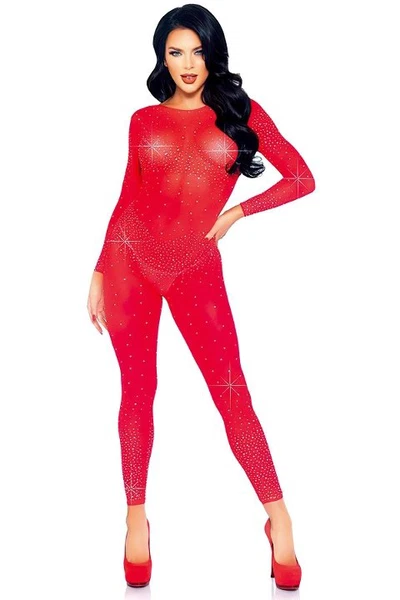 Düz Taşlı Kırmızı Vücut Çorabı Nightlight 5557-1