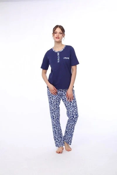 Kısa Kollu Cepli Kadın Pijama Takım Pijadore 1440