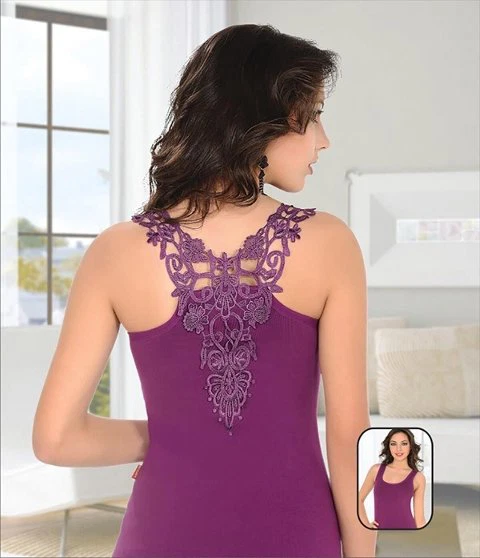 Omuz Dekolteli Güpürlü Kadın Atlet Polkan 2064