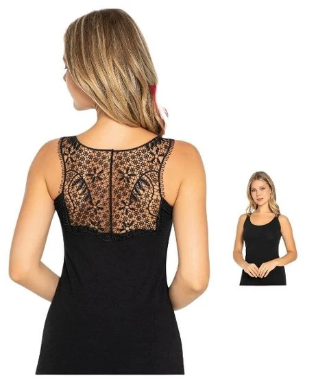 Kalın Askılı Sırtı Güpürlü Kadın Atlet Polkan 2326