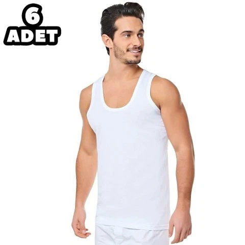 Seher Beyaz Erkek Penye Atlet 6'lı SER0001