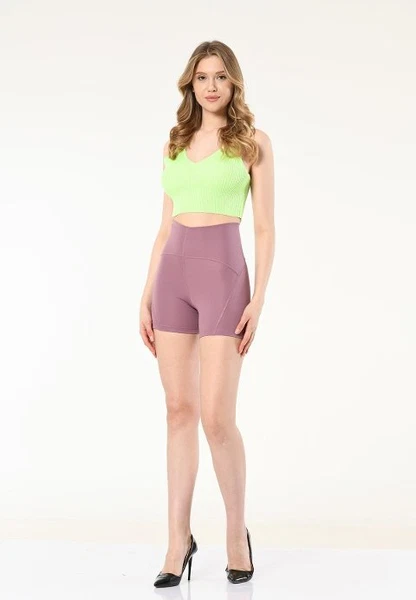 Yüksek Bel Loklu Dalgıç Kumaş Kısa Kadın Tayt Vogsing 153