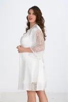 2li Ekru Büyük Beden Sabahlık Takımı Bigsize Ahu 6200 Ekru detay görünüm