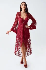 İmaj Çapraz Askılı Asimetrik Sabahlık 2'li Saten Gecelik Takımı İmaj 2410