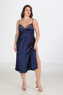 Ahu Lingerie 2li Lacivert Sabahlık Takımı Bigsize Ahu 6228 - Alternatif Görünüm