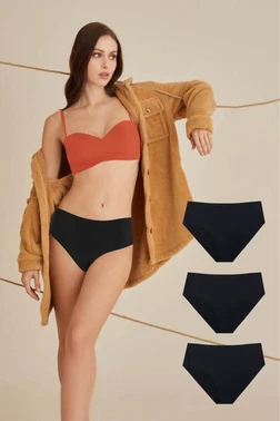 3 lü Paket Lazer Kesim Yüksek Bel Külot NBB 327