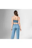 3lü Mavi Büstiyerli Sabahlıklı Pijama Takımı Ahu Loriva1825 Mavi detay görünüm