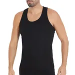 3'lü Paket Pamuk Sporcu Erkek Siyah Ribana Atlet Yıldız 17 Siyah