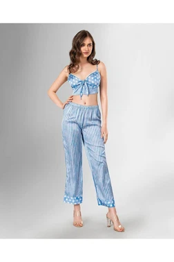 Ahu Lingerie 3lü Pijama Takımı Mavi Puantiyeli Ahu Loriva 1806 - Alternatif Görünüm