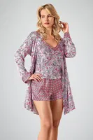 3lü Şort Takımı Desenli Ahu 7730 Pembe