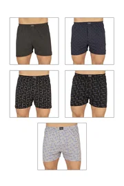 Özkan 5li Paketli Erkek Pamuklu Esnek Yumuşak Desenli Penye Boxer Şort Külot Özkan 11810