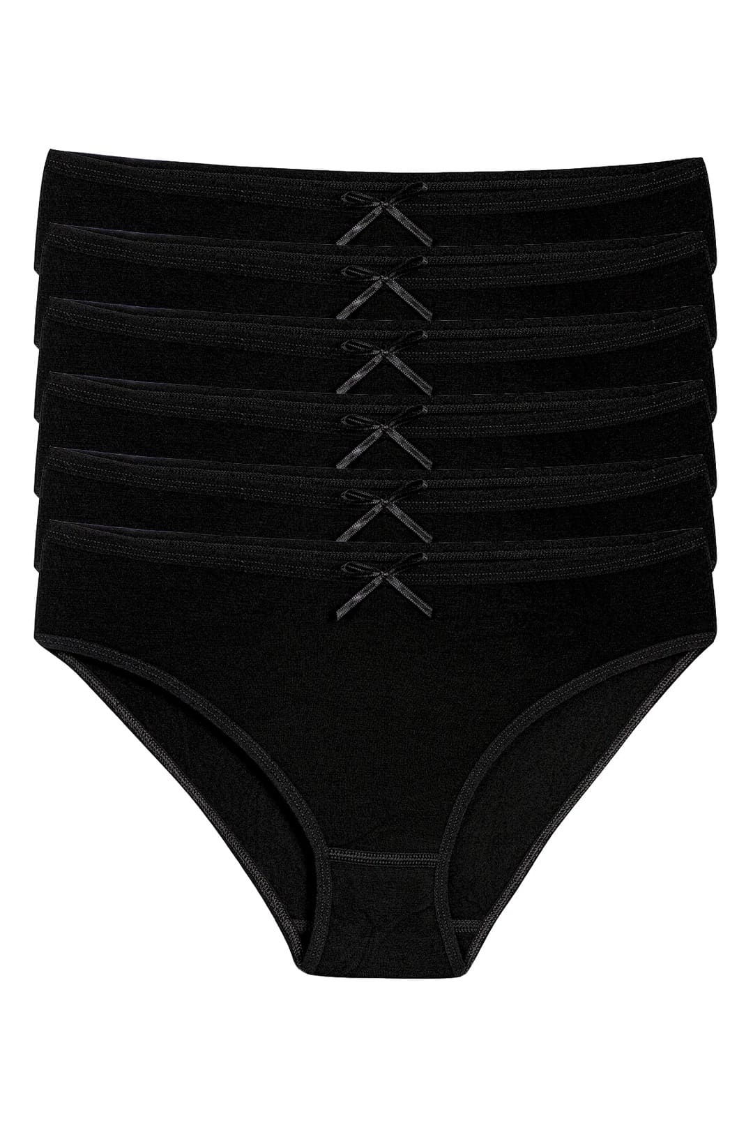 6'lı Paket Bambu Bikini Kadın Siyah Külot Yıldız 3911
