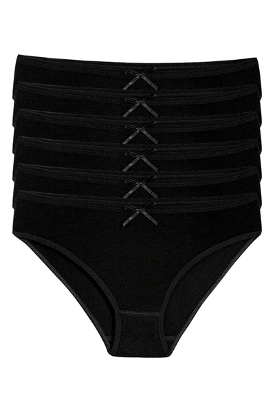 6'lı Paket Bambu Bikini Kadın Siyah Külot Yıldız 3911