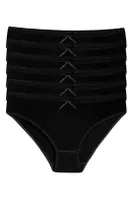 6'lı Paket Bambu Bikini Kadın Siyah Külot Yıldız 3911 Siyah