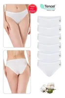 10lu Paket Kadın Pamuklu Modal Esnek Yumuşak Slip Külot Özkan 23924 Beyaz görsel 10