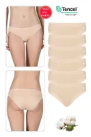 10lu Paket Kadın Pamuklu Modal Esnek Yumuşak Slip Külot Özkan 23924 Ten görsel 4
