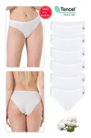 10lu Paket Kadın Pamuklu Modal Esnek Yumuşak Slip Külot Özkan 23924 Ekru görsel 7