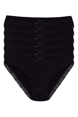 Yıldız Çamaşır 6'lı Paket Likralı Dantelli Kadın Siyah Bikini Külot Yıldız 3791