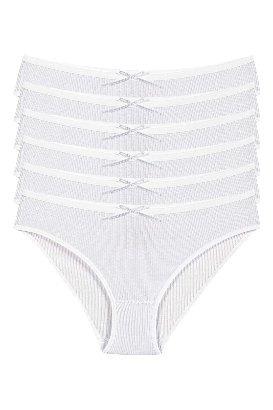 6'lı Paket Likralı Kaşkorse Kadın Beyaz Bikini Külot Yıldız 3550