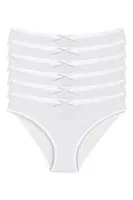 6'lı Paket Likralı Kaşkorse Kadın Beyaz Bikini Külot Yıldız 3550 Beyaz