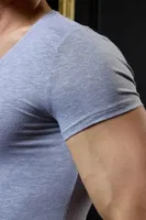 Açık V Yaka Gri Erkek T-shirt Darkzone DZN8713 farklı açı